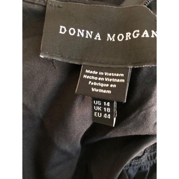 Donna Morgan Elkin Dress Ruffle Sleeve 2 Tier Fit & Flare Mini Black NWT Size 14 - Picture 8 of 12